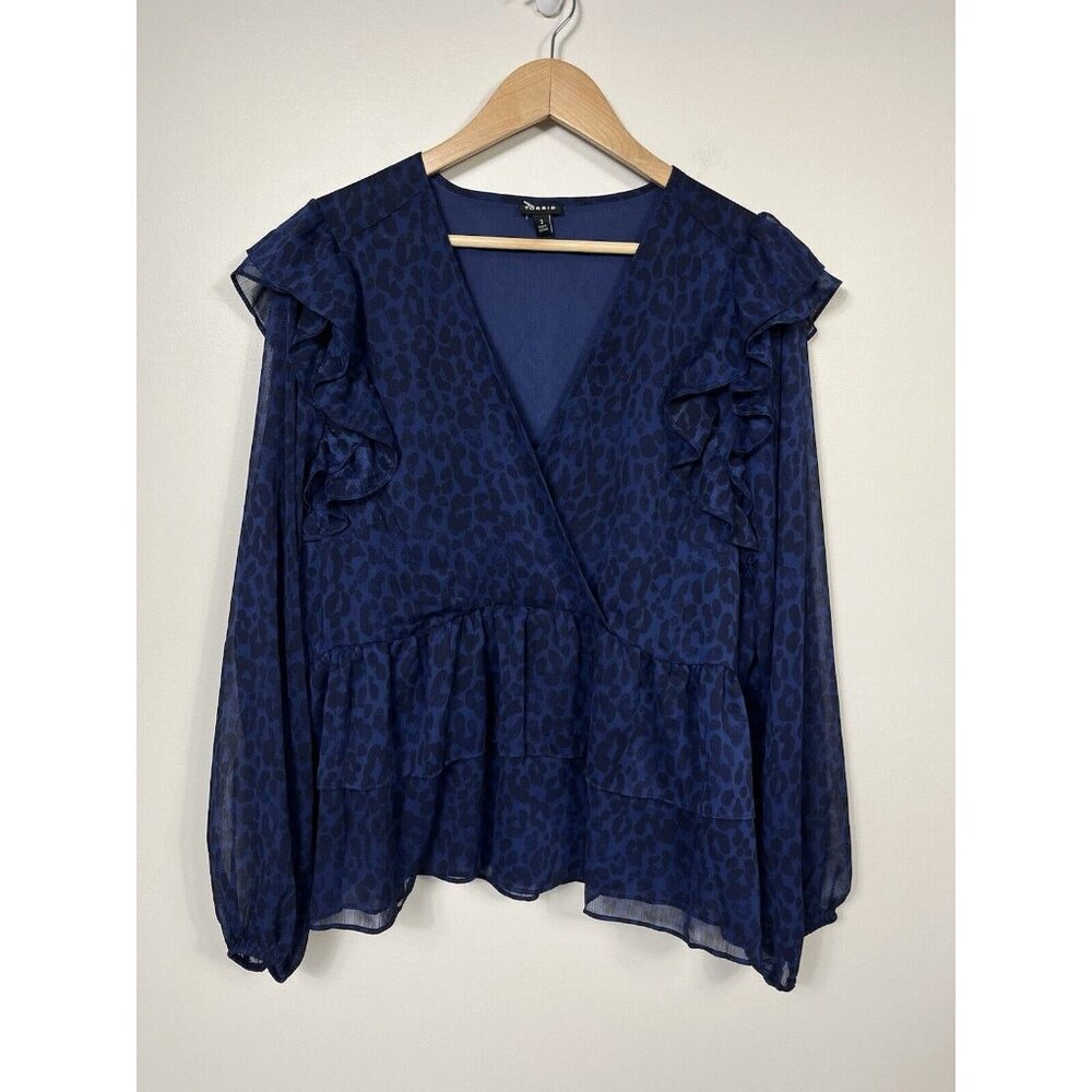 Torrid Blouse Womens 3X Blue Top Flowy Tiered Whimsigoth Fairy Goth Ruffle